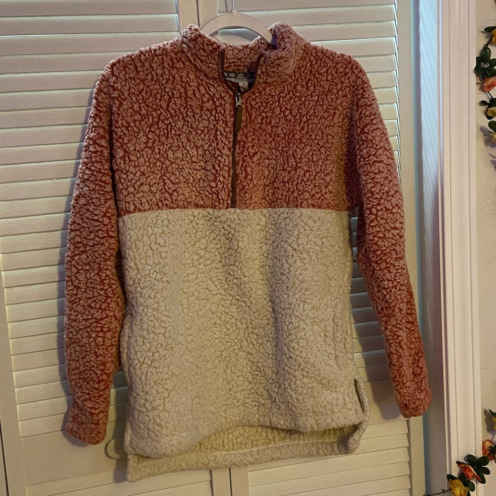 Time and Tru Quarter Zip Sherpa Pullover